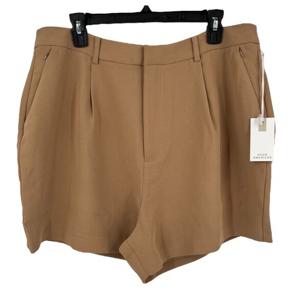 Good American shorts Luxe suiting trouser shorts brown size 15 - Picture 2 of 5